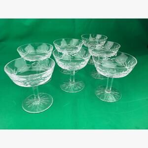 WATERFORD CRYSTAL Lismore Sherbet Champagne Stems Glasses Dessert IRELAND Set 7